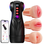 Male Masturbator Sex Toys For Men - 3 Sleeves Pocket Pussy Penis Pump With 9 Sucking & 9 Vibrating, App Control Mens Sex Toy Adult Toys, Colorful Lighting Male Stroker Blowjob Sex Machine