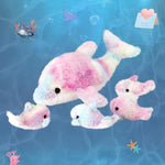 17-Inch Rainbow Dolphin Plush Toy With 4 Baby | Soft & Cuddly Stuffed Family Set | Colorful Dolphin Plush Gift For Kids