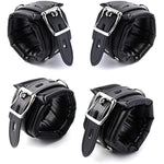 Padded Faux Leather Sex Cuffs, Bdsm Bondage Restraints Toys Bondage Handcuffs And Ankle Cuffs For Sex (Handcuffs And Ankle Cuffs Set, Black)