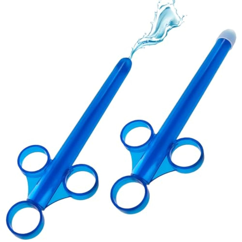 Xl Lubricant Launcher, 1-Hand Use, Smooth Tube For Easy Insertion, Syringe, Toy Friendly, Cap Included, Unscented, Blue, 2 Count
