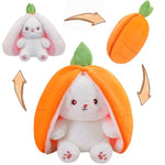 Cuddly Bunny Stuffed Animal, Kawaii Squishy Cute Easter Bunny Plush Turn Into Rabbit Fruit Doll Carrot Strawberry Pillow, Plushies Funny Bunny Toy For Baby (Carrot Rabbit, 10Inch)
