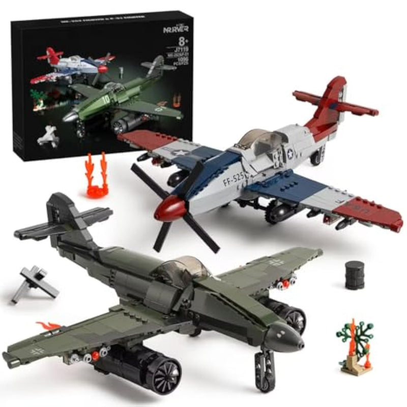 Ww2 Military Airplane Toy Building Sets Compatible With Lego, Me 262 Fighter Jet & P-51D Plane Army Model Kits For Military Fans, Kids & Adult