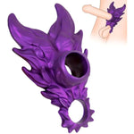 Male Penis Enlargement Ring Wolf Shape Cock Ring Penis Extender Sleeve Testicles Stretcher Massage Erection Enhancement Delayed Ejaculation Men Couple Pleasure Sex Toys (Purple)