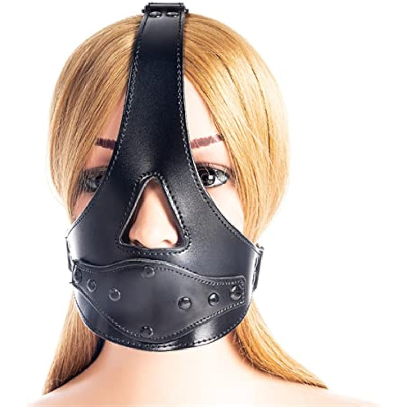 Sm Thicken Leather Head Harness Masks With Detachable Dildo Restraint Mouth Gag Masks Adult Sex Fetish Toys