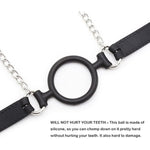 Silicone Ball Gag O Ring Open Mouth Gag Adjustable Strap Bondage Harness Restraints (Black W/Nipple Clamps)