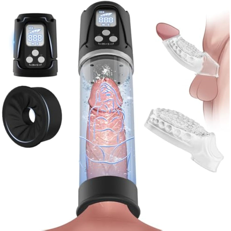 Electric Penis Pump, Male Enlargement Pump With 4 Training Pressure & 3 Suction Modes, Penis Enlarger For Enhanced Erections, Waterproof Dick Pump Adjustable Vagina Simulator