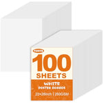 100 Pack White Poster Board, 22" x 28" White Poster Paper Bulk
