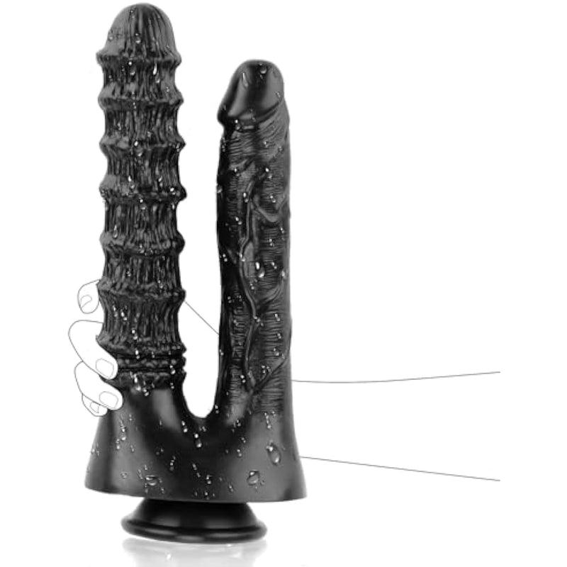 9 Inch Monster Realistic Dildo Double Ended Massive Dildos, Big Cock With Curved Shaft For Vaginal G-Spot Stimulation, Liquid Silicone Huge Penis With Strong Suction Cup For Hands-Free, Sexy Adult Toy