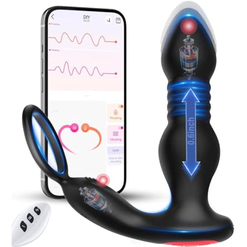 Prostate Massager Anal Vibrator Thrusting Vibrating 7 Modes With Cock Ring Anal Plug Anal Sex Toys P Spot Massager Male Sex Toys For Men Enema Products Dildos Women Couples Remote Control