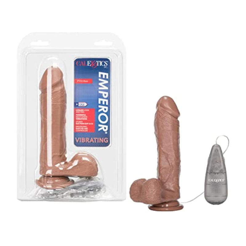 Vibrating Emperor 7 Inch Multi-Speed Dildo Vibrator With Suction Cup Brown Se-0131-02-2