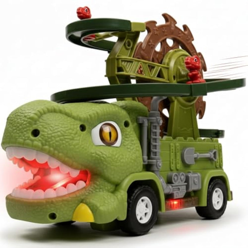 Dinosaur Truck Toy For Kids Ages 3 4 5 6 7 8, 3-In-1 Dinosaur Truck, 3 Sliding Little Dinos On Tracks , & Glow In Dark Mode. Includes Obstacle Detection For Continuous Play And Endless Adventure.