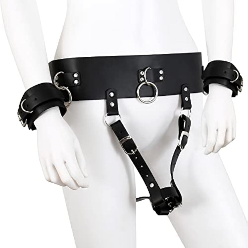 Vibrator Forced Strap Harness Holder With Handcuffs Bdsm Bondage Restraints Kits Adjustable For Couples