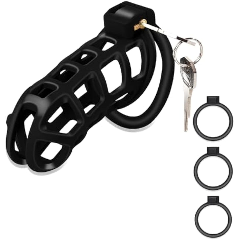 Male Chastity Cage, Lightweight Cock Cage Device, Large Chastity Device With 3 Sizes Rings, Penis Training And Abstinence Bdsm Sex Toys For Men?Xl?