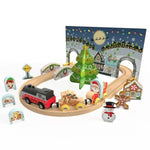 Wooden Christmas Train Set Battery Operated Motorized Engine With Light Santa Sleigh Reindeer Gingerbread Elf Christmas Tree Holiday Toy Wooden Train Set Gift For Grandkids Toddlers Boys Girls Kids