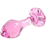 Flower Base Long Neck Small Pink Glass Anal Plug Little Crystal Butt Plug Sex Pleasure Wand Adult Sex Toy For Beginners