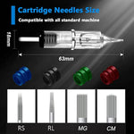 Tattoo Cartridge Needles 40Pcs Mixed Tattoo Needles #12 Size 3Rl 5Rl 7Rl 9Rl For Beginners Or Artists