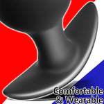 Anal Plug For Comfortable Long-Term Wear Butt Plug With Safe Curved Base & Slender Stem Black Silicone Prostate Massager Dilator Sex Toy For Women Men Masturbation (M)