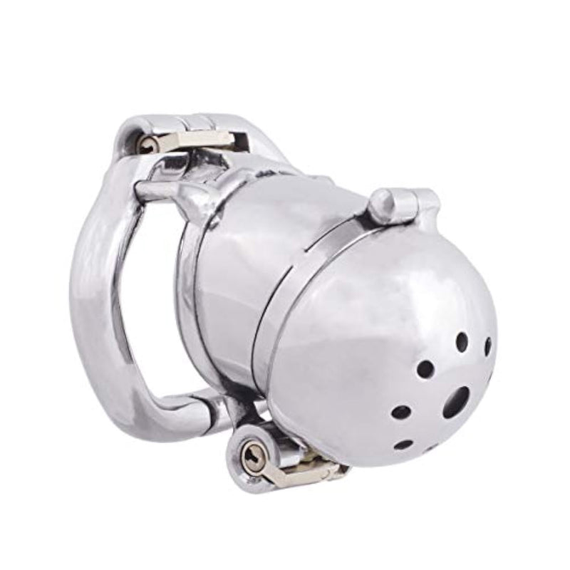 Stainless Steel Male Chastity Device Ergonomic Design Cock Cage With 2 Built-In Locks T355 (55Mm Xl Size)