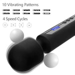 Adult Vibrator Wand with LCD Display and 10 Patterns, 4 Speeds for Clitoral Stimulation
