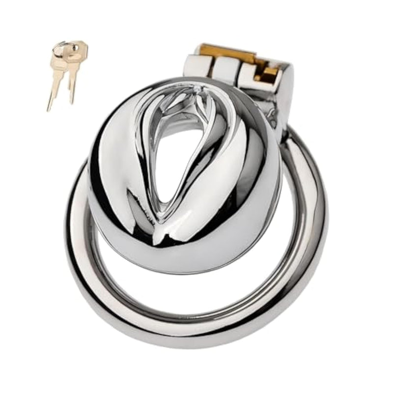 Male Chastity Device Cock Cage With Curved Ring Sissy Sex Toys Chastity Cage With Invisible Lock And 2 Keys Metal Chastity Belt For Man Penis Restraints Stainless Steel Penis Lock (1.96In)