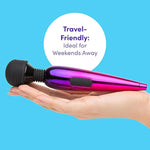 Pink Deluxe Rechargeable Mini Metallic Massage Wand Vibrator - Plastic - Travel Friendly