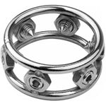 Penis Ring With Metal Rivets Erection Cock Rings For Male With Spanner Stainless Steel Glans Ring Penis Training Bondage Sex Toys For Men Chastity (L)