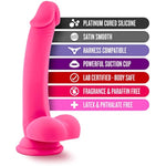Ruse D Thang, 7.75" Platinum Cured Purio Silicone Dildo, Satin Smooth Ultrasilk 1.25" Shaft, Strap-On Compatible, Suction Cup Base For Hands-Free Play, Adult Toy For Women - Hot Pink