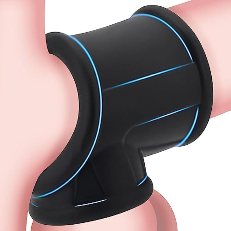 Penis Ring Ball Stretcher For Men - Black Silicone Stretchy Cock Ring For Harder Longer Stronger Erections - Erection Enhancing Sex Toy