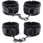 Black Leather Sex Wrist Cuffs And Ankle Cuffs For Sm Games, Women And Men'S Bondage Cuffs For Sex Games, Leather Sm Cuffs For Bondage Restraints, Bondage Handcuffs And Ankle Cuffs Set (Color-1)