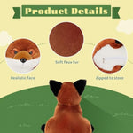 4Pcs Fox Stuffed Animal Set, Large Mommy Red Fox Plush 22 Inch With 3 Baby Foxes In Her Zippered Tummy, Christmas Plushie Toy Gift For Girls And Kids