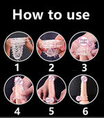 Threaded mace Condom Male Condom Adult Lock fine Ring Extended Sleeve Crystal Sleeve Color: Clear 4pcs