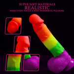 7.67 In(About 19.5 Cm) A Riot Of Colours Huge Realistic Dildo Realistic Skin Texture Realistic Soft Silicone Dildo With Powerful Suction Cup-Very Flexible Able To Meet Any Imaginable Posture