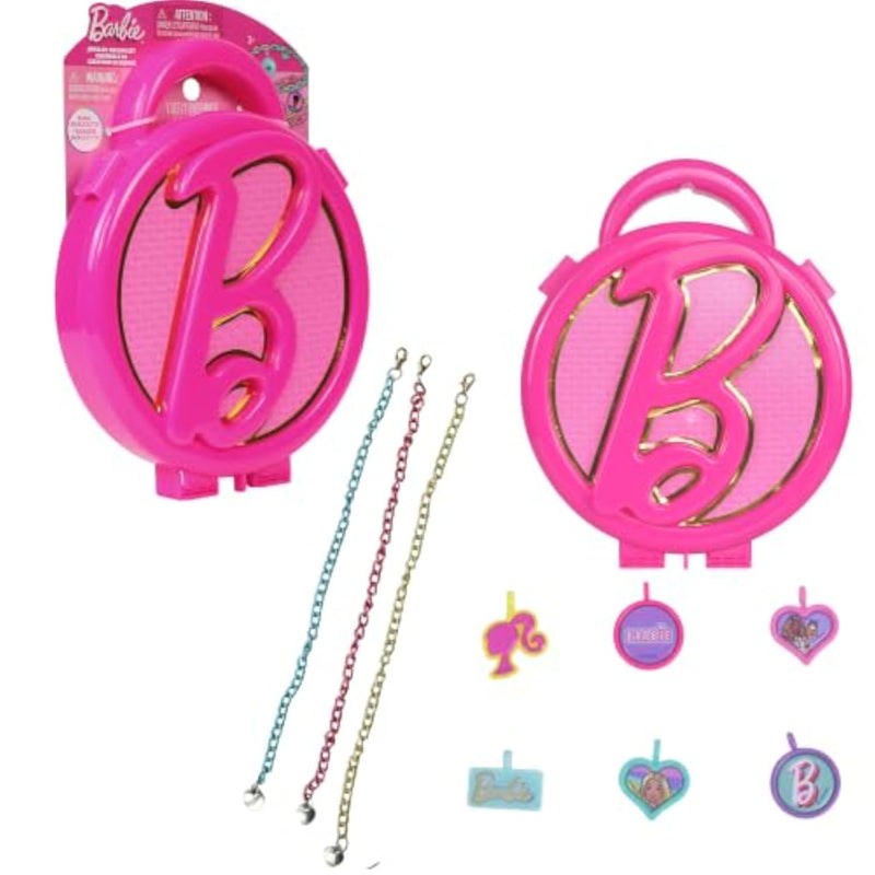 Barbie Jewelry Design Set for Kids with 3 Bracelets, 6 Charms, Stickers & Gems