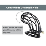 Male Chastity Device Cock Cage With 3 Sizes Of Rings, Premium Metal Silver Locked Cage Adult Sex Toy For Men (Black), Lock And 3 Keys Included