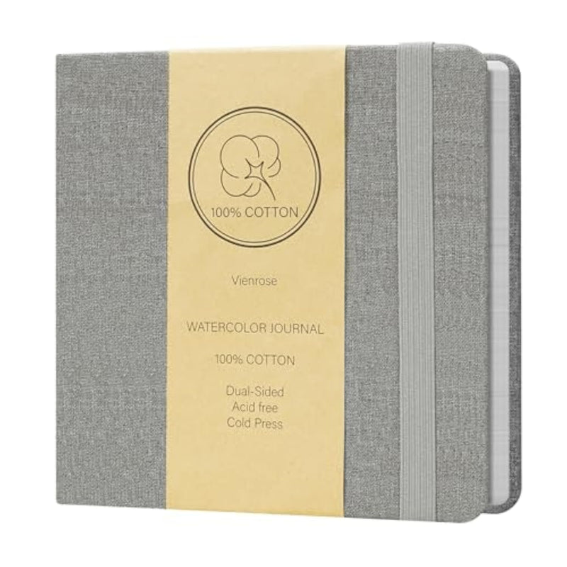 Grey Watercolor Sketchbook Journal 5.5x5.5 Inch, 24 Sheets, Grey Cover