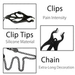 BDSM Nipple Clit Clamp Clamps Adjustable Pressure Body Chain Necklace Sex Pleasure Women Sexual Neck Choker Clips Adult Play Butterfly Stainless Steel Men Couples Textured Rubber Padded Tips Jewelry