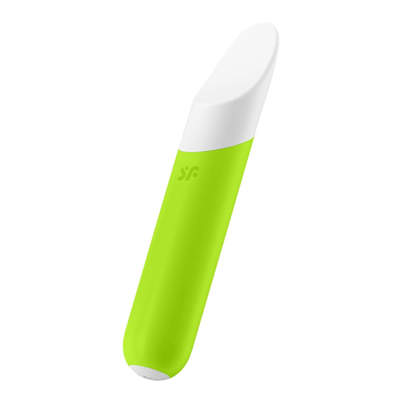 Ultra Power Bullet 7 Mini Bullet Vibrator - Clitoral Stimulator, Personal Massager, Broad, Slightly Curved Tip - Portable, Waterproof, Rechargeable, 13.5Cm (Green)