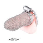 Male Chastity Device with 45mm Ring, Flexible Metal Mesh Penis Cage for Men's Bondage Gear
