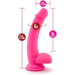 Ruse D Thang, 7.75" Platinum Cured Purio Silicone Dildo, Satin Smooth Ultrasilk 1.25" Shaft, Strap-On Compatible, Suction Cup Base For Hands-Free Play, Adult Toy For Women - Hot Pink