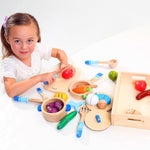 Wooden Pretend Play Foods Set For Kids Kitchen Montessori Cutting Playset Toys With Storage Box