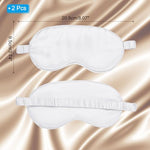 Silk Sleep Mask, 2 Pack Soft Satin Eye Protective Mask Blackout Eye Cover with Elastic Straps for Side Sleeping Women Men Travel, White