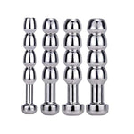 Urethral Sounds, 4 Pcs Set Stainless Steel Hollow Penis Plug Multi Beads Urethral Dilators For Advanced User (Advanced)