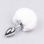 Stainless Steel Anal Plug with Rabbit Bunny Tail for Cosplay and Role-Playing