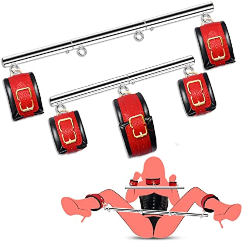 Spreader Bar Sex Bondage Toys Bdsm Detachable Bondage Restraints With Leather Handcuffs Ankle Cuffs Furniture Restraints Kit Expandable Fetish Sm Games