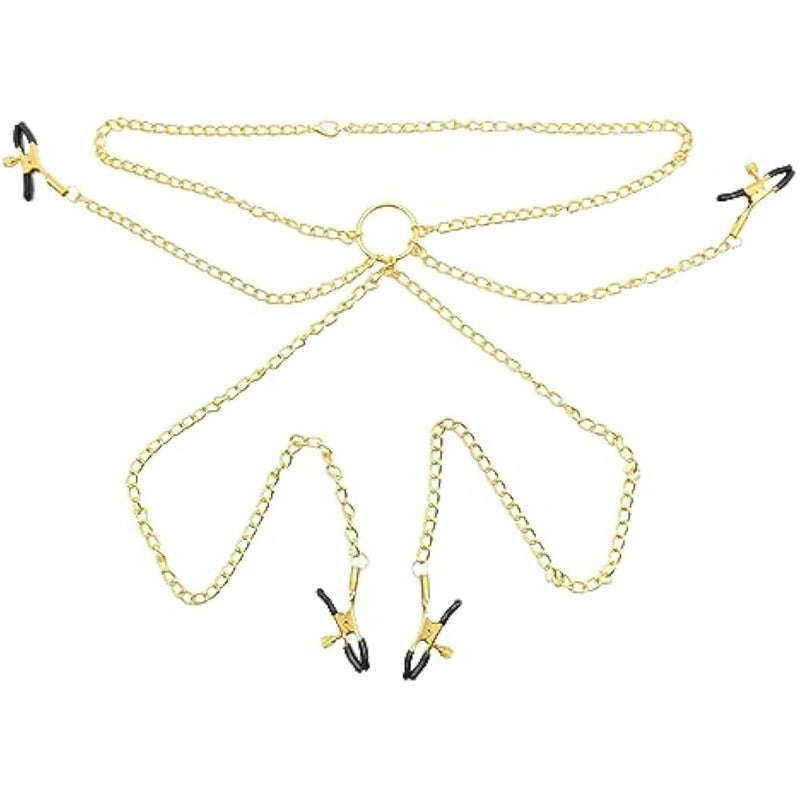 Caazeouu Nipple Clamps Clitoris Clamps Vaginal Clip Women Bdsm Nipple Play Adult Flirting Toys Erotic Toys Labia Chain Clips Labia Clamps Spreader Straps