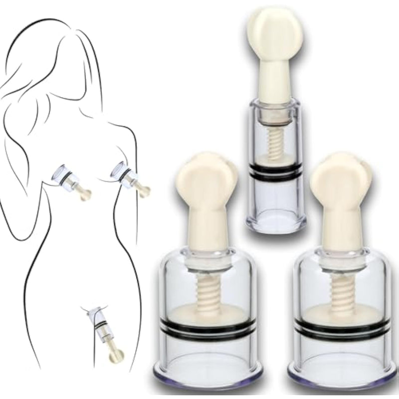 Nipple Suckers Set (1 Pcs 0.78" + 2 Pcs 1.5"), Twist Nipple Suction Cups And Clit Sucker For Enhanced Sensitivity In Couples Bedroom Play, Nipple Suckers For Pressure For Women Men Nipple Play