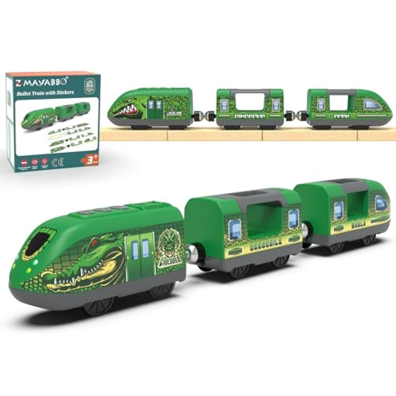 Battery Operated Train Set For Wooden Track, Motorized Train Toy For Kids, City Trains Vehicle Compatible With Thomas & Friends, Brio And Chuggington