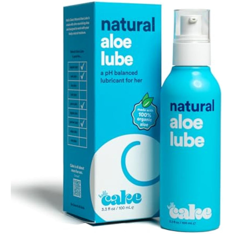 Hello Natural Lube - Aloe-Based Organic Personal Lubricant - Hydrating, Hypoallergenic, Ph-Balanced, Non-Sticky, Condom Compatible, For Men, Women, & Couples, 3.3 Fl Oz