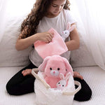 Easter Gifts For Kids, Stuffed Bunny Toy 5 Pcs - Mommy Stuffed Rabbit, 2 Baby Bunnies And Furry Bag. Soft Easter Bunny Plush Gift For Kids 3-5