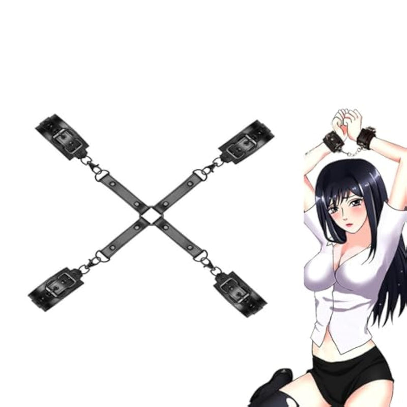 Bdsm Bondage Handcuffs & Footcuffs Set Sm Play Adjustable Adult Black Handcuffs & Ankle Restraints Set – Premium Bondage Wrist & Leg Cuffs With Wide Straps – Soft Padded Bdsm Restraints For Couples
